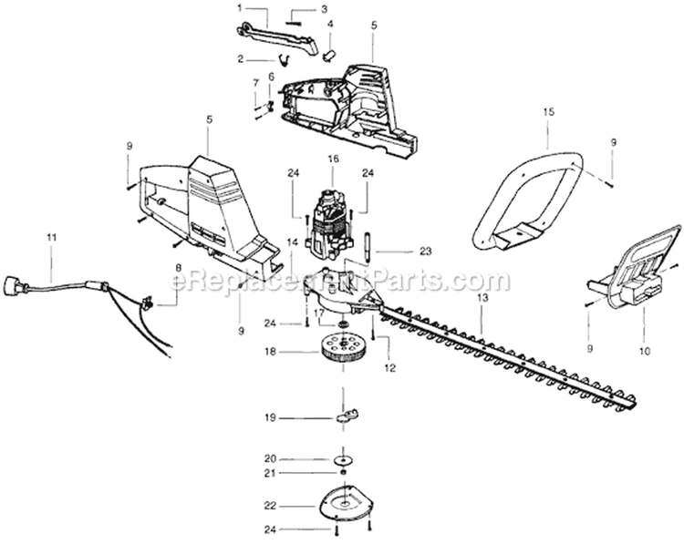 Page A Diagram and Parts List for EHT-22D  Weed Eater Hedge Trimmer